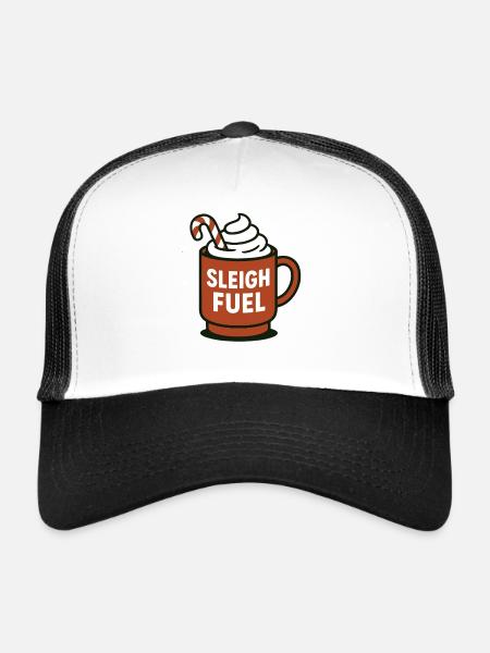 Sleigh Fuel Tasse à chocolat chaud Noël Fun - Casquette trucker  - blanc/noir - Devant
