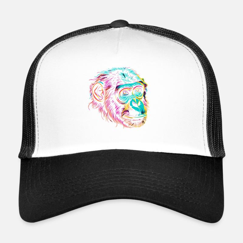 Néon Singe Portrait Couleur Explosion Casquette trucker 
