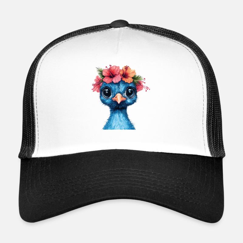 Oiseau bleu avec couronne d’hibiscus Casquette trucker 