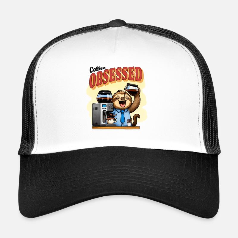Coffee Obsessed Sloth Caffeine Trucker Cap