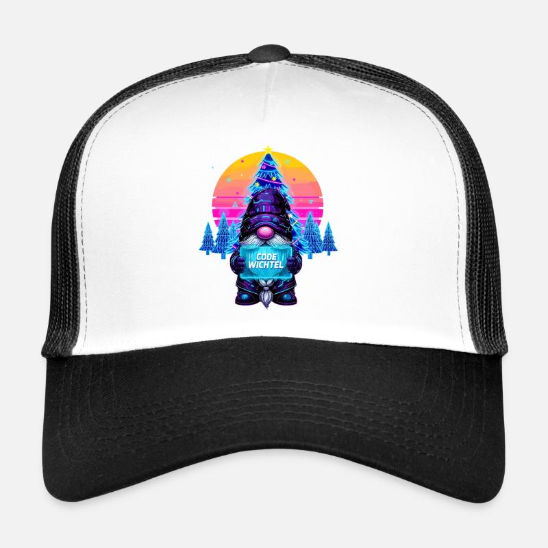 Cyberpunk Code Gnome - Synthwave Xmas Nerd Trucker Cap