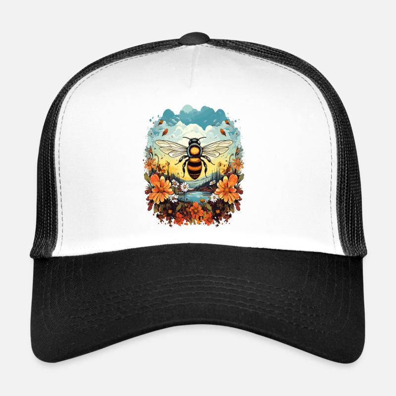 Lumière d’abeille sur prairie fleurie Casquette trucker 