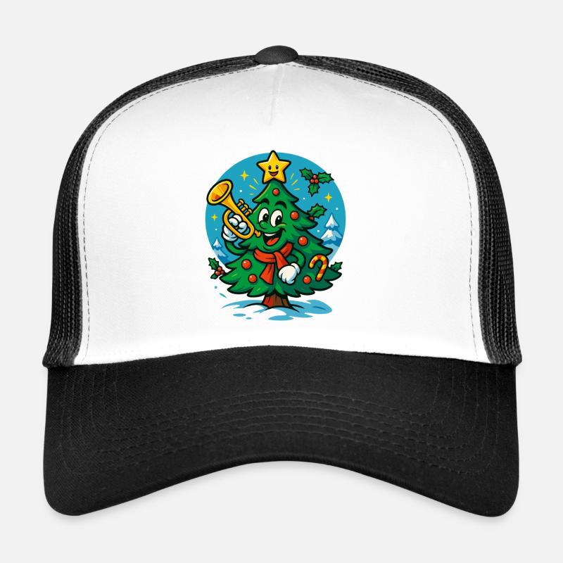 Arbre de Noël joyeux jouant de la trompette Design Casquette trucker 