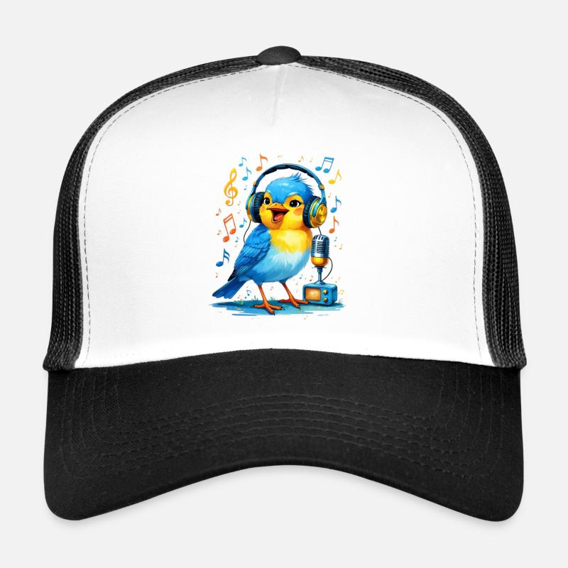 Oiseau karaoké avec casque Casquette trucker 