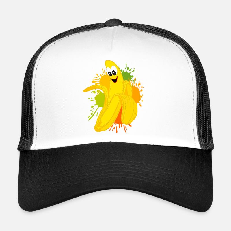 Fröhliche Bananen Farbexplosion - Trucker Cap - Weiß/Schwarz
