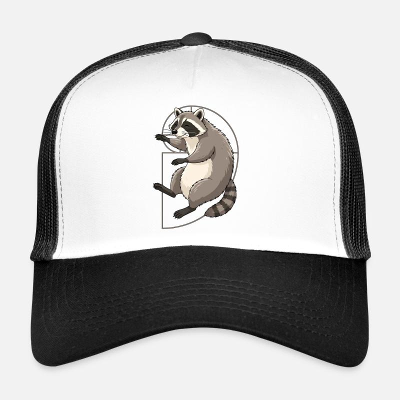 Fibonacci Raccoon Spiral Trucker Cap