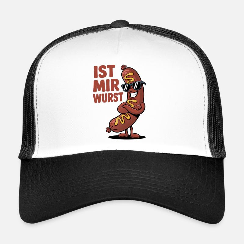 Ist mir Wurst – cooler Spruch mit Witz - Trucker Cap - Weiß/Schwarz