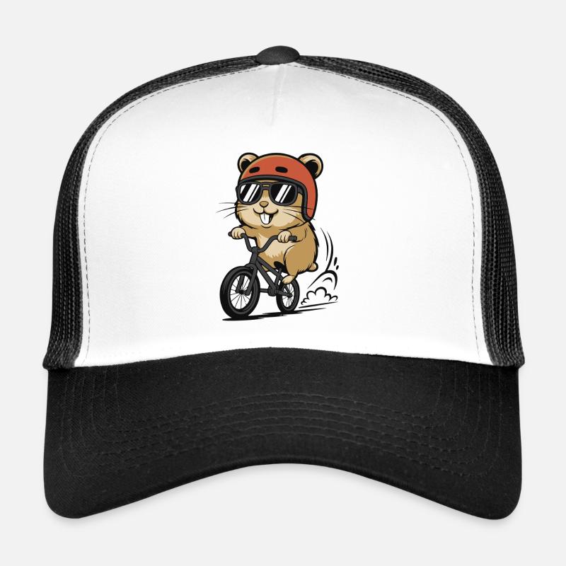 Hamster cyclist with helmet and sunglasses Trucker Cap