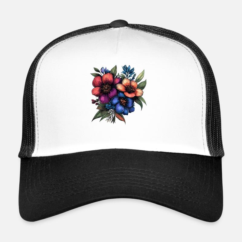 Palette néon fleur fleurie colorée Casquette trucker 