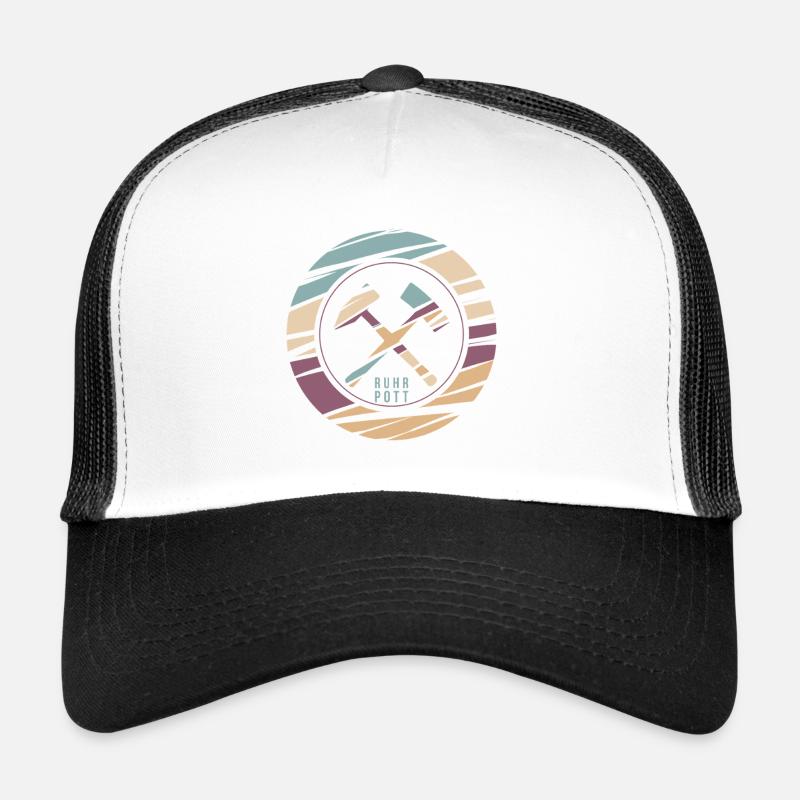 RuhrPott Retro Logo Druck - Trucker Cap - Weiß/Schwarz