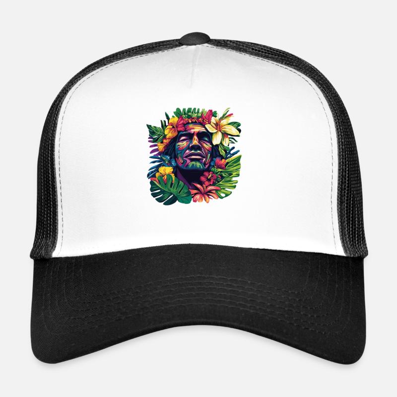 Tête frontale tropicale avec couronne florale Casquette trucker 