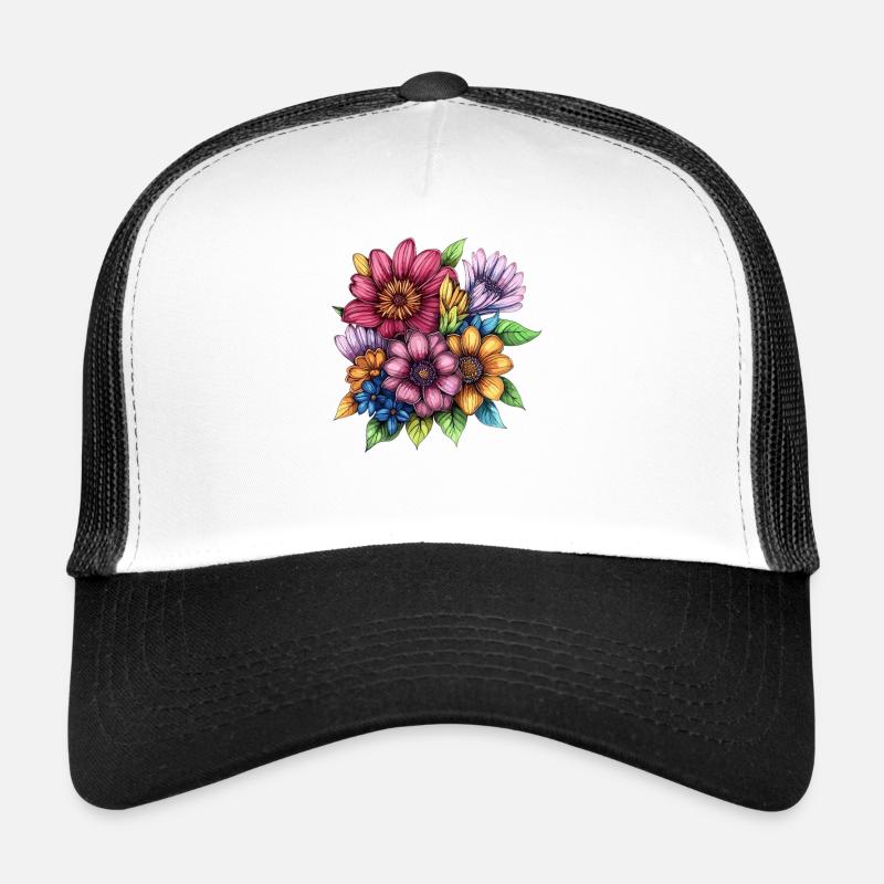 Explosion de couleurs du tourbillon de fleurs Casquette trucker 