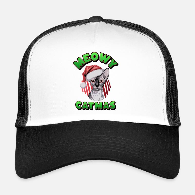 Christmas Sphynx Cat Santa  - Trucker Cap - white/black