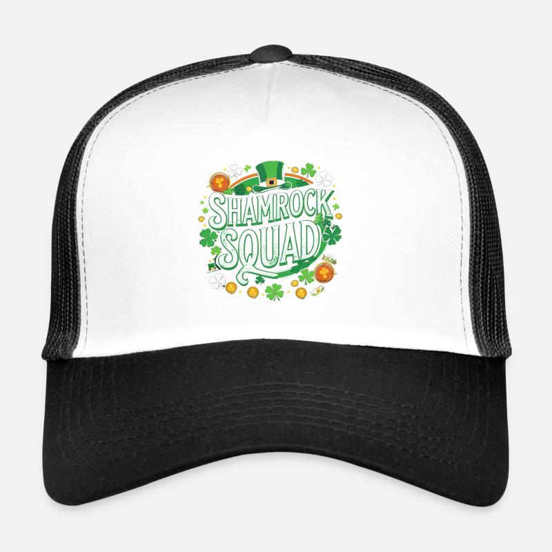 Shamrock Squad: Grünzauber - Trucker Cap - Weiß/Schwarz