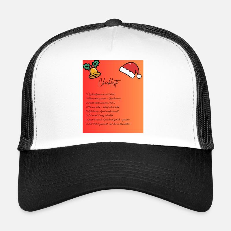 Conception de la liste de contrôle de Noël - Casquette trucker - blanc/noir