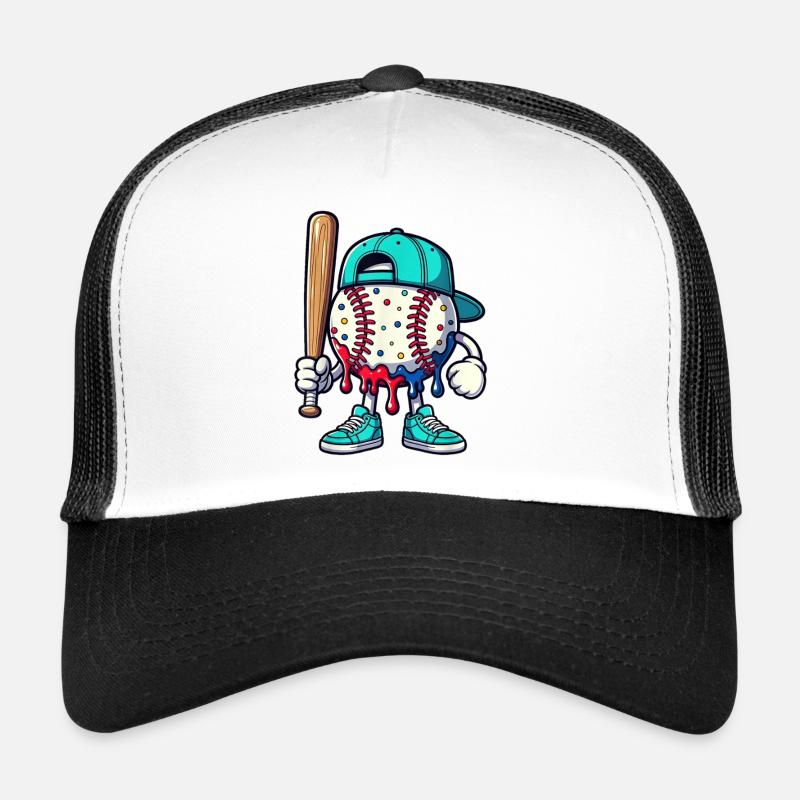 Mascotte de baseball fondante avec une batte Casquette trucker 
