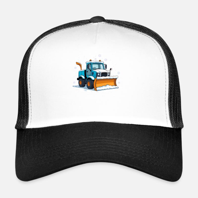Blauer Cartoon Schneepflug Trucker Cap