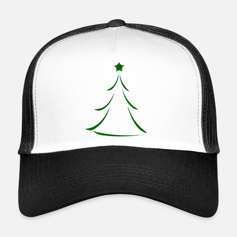 Minimal Green Christmas Tree Silhouette - Trucker Cap - white/black