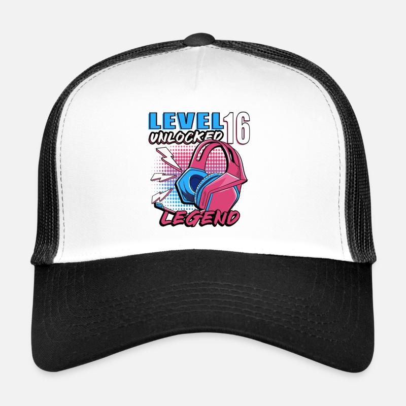 Level16 Legend Kopfhörer Design - Trucker Cap - Weiß/Schwarz