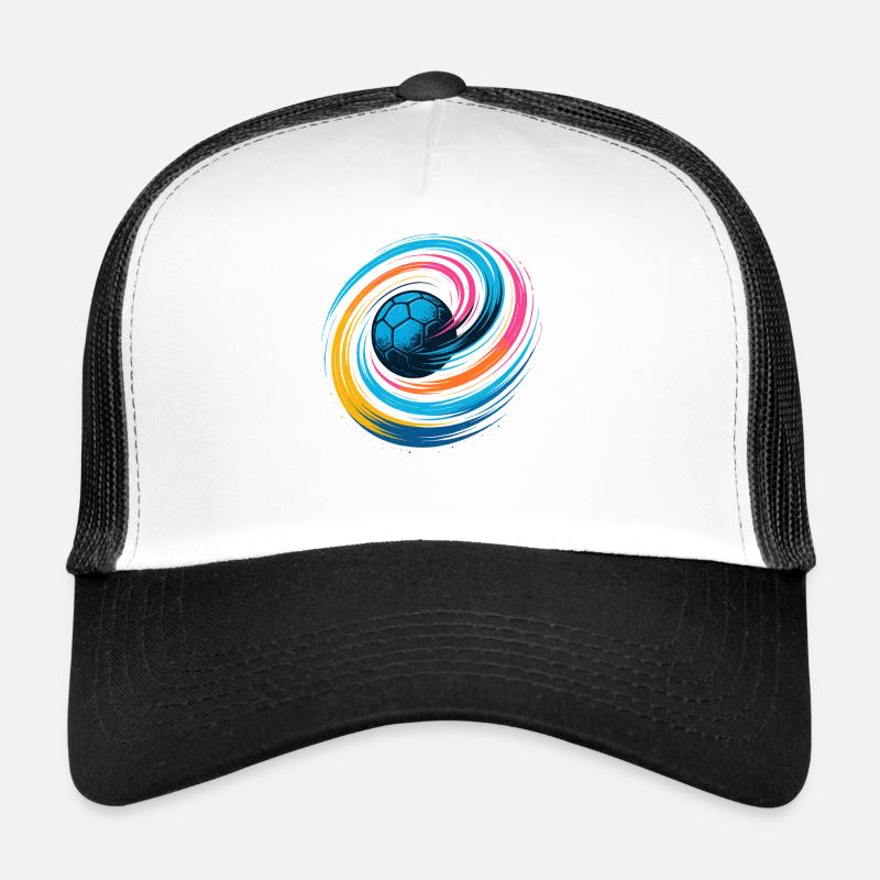 Handball Neon Ball, bunter Wirbelwurf, Dynamik - Trucker Cap - Weiß/Schwarz