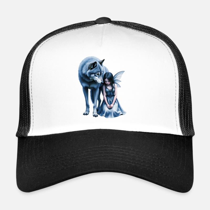 Blue Wolf and Night Fairy Trucker Cap