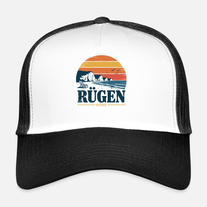 Rügen Ostsee Retro Geschenk - Trucker Cap - Weiß/Schwarz