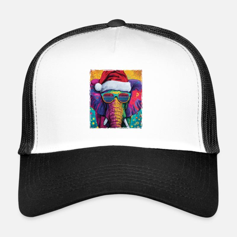 Portrait de Noël d’éléphant Casquette trucker 