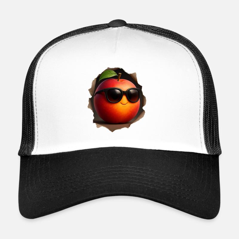 Pêche Fruit Nectarine - Casquette trucker  - blanc/noir