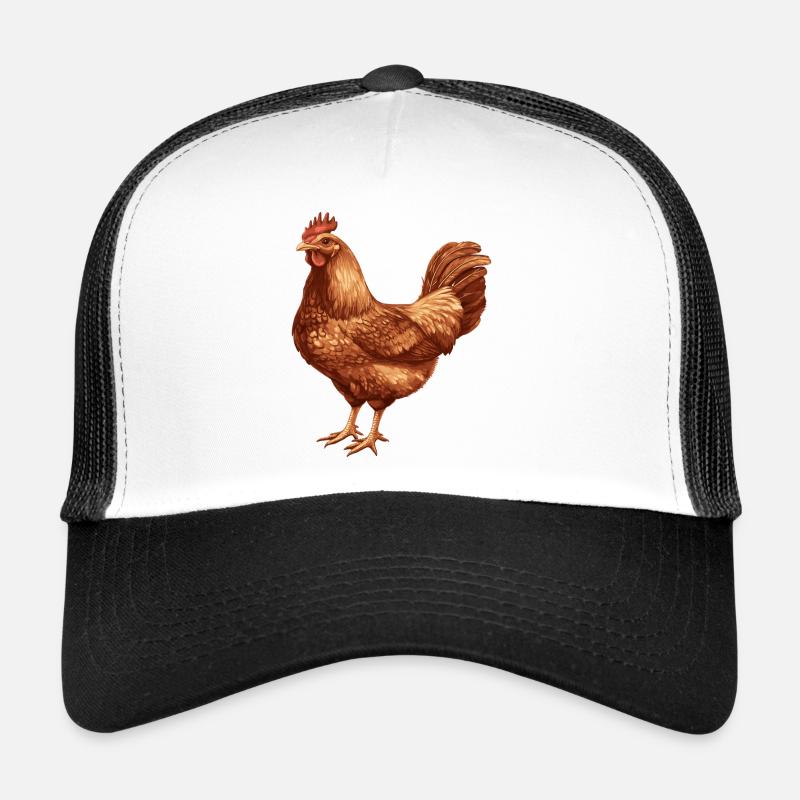 Brown Chicken Illustration Trucker Cap