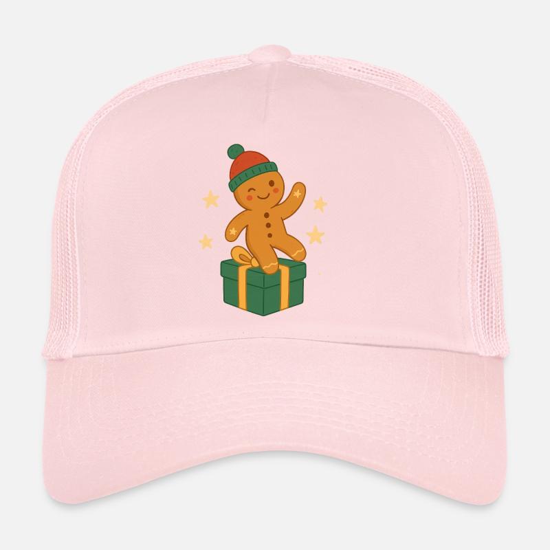Gingerbread figurine on gift box Trucker Cap