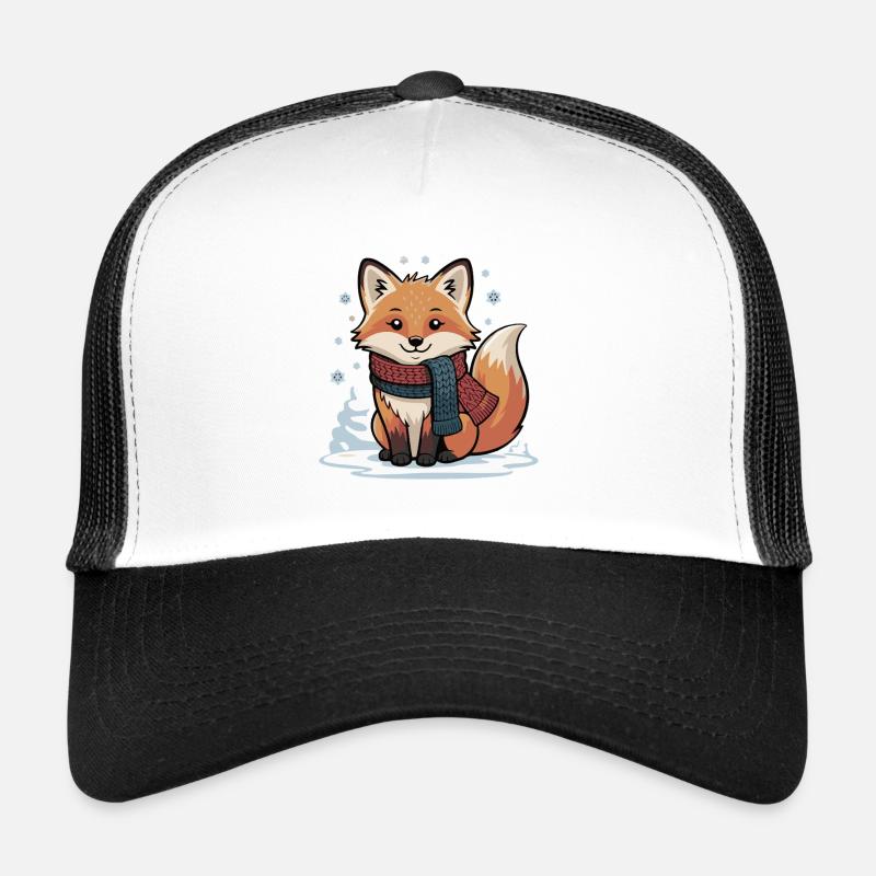 Winter fox with scarf Trucker Cap