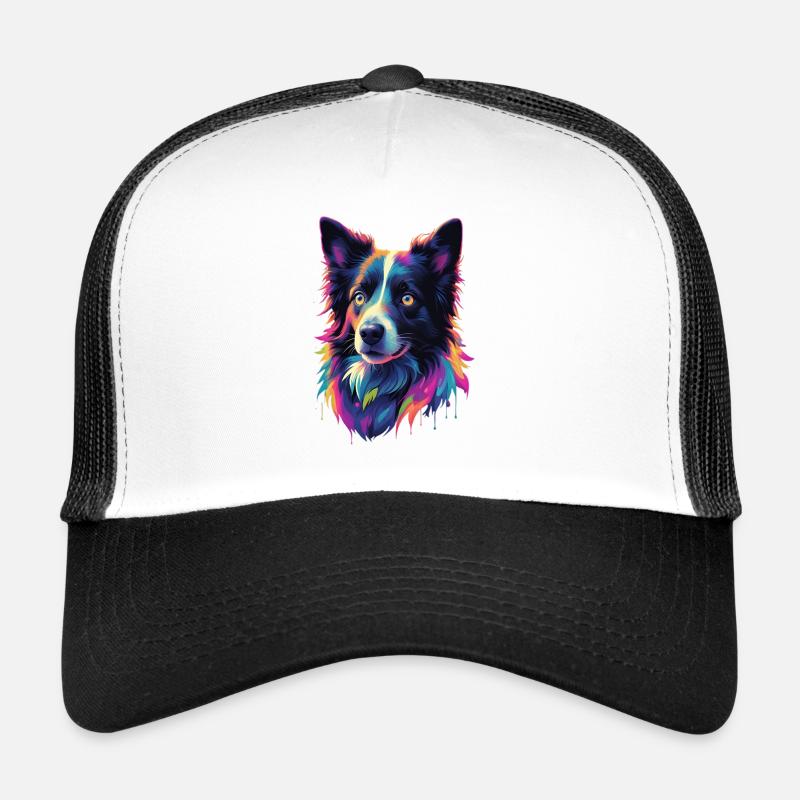 Farbenfroher Hundenkopf Neonpalette Trucker Cap