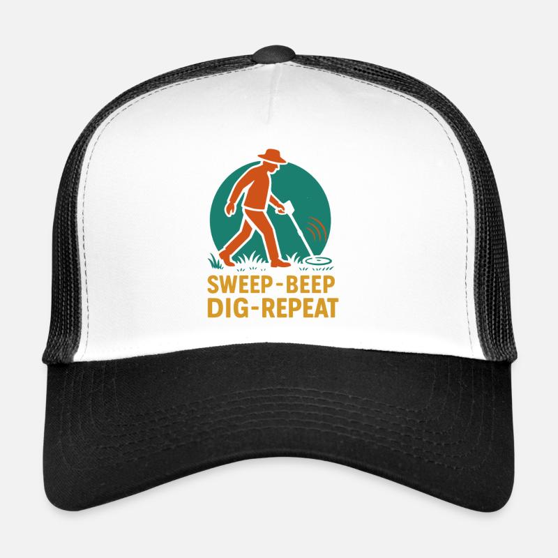 Metal Detecting Enthusiast Sweep Beep Dig Repeat Trucker Cap