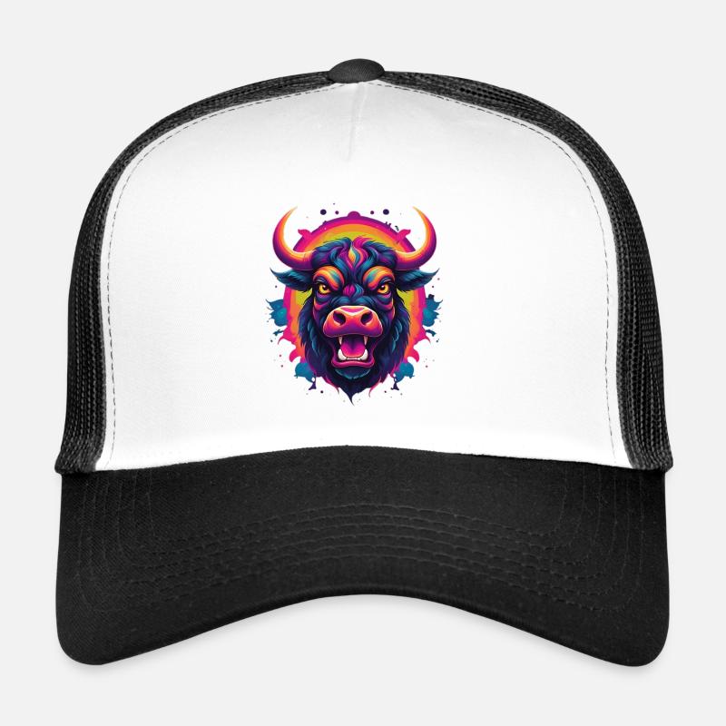 Tête de taureau néon – explosion de couleurs Casquette trucker 