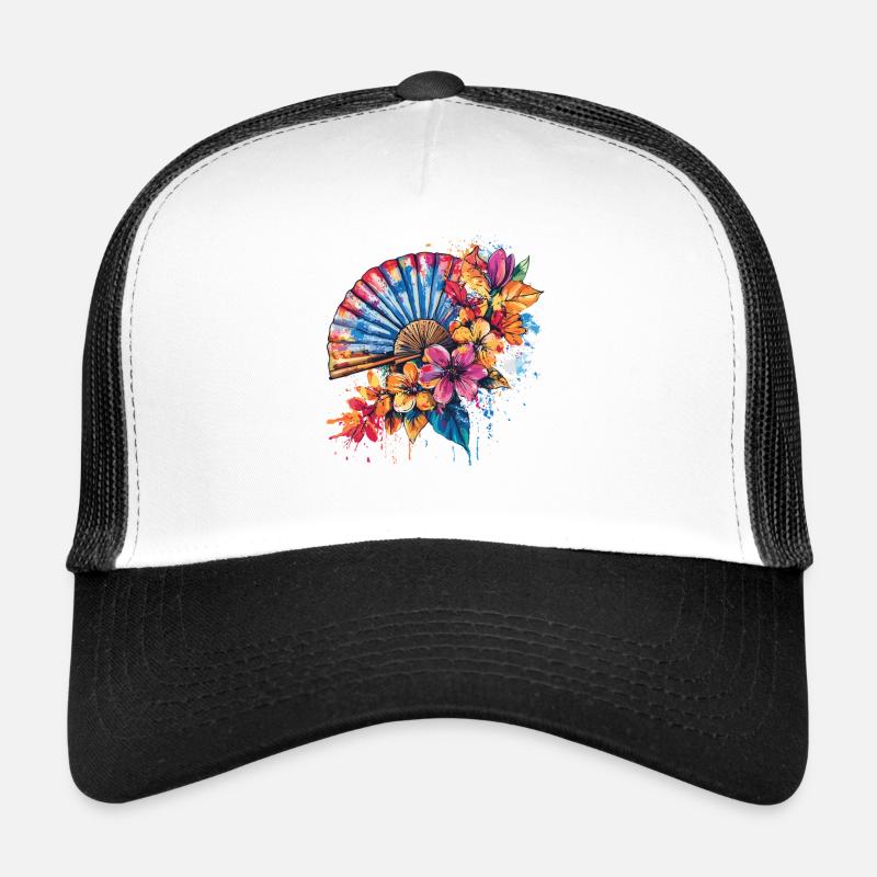 Éventail coloré avec des fleurs Casquette trucker 