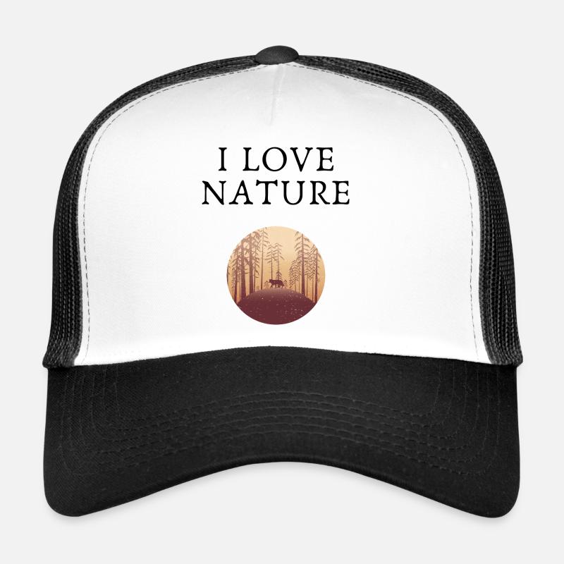 Silhouettierte Waldhirsche bei Einbruch der Dämmerung - Trucker Cap - Weiß/Schwarz
