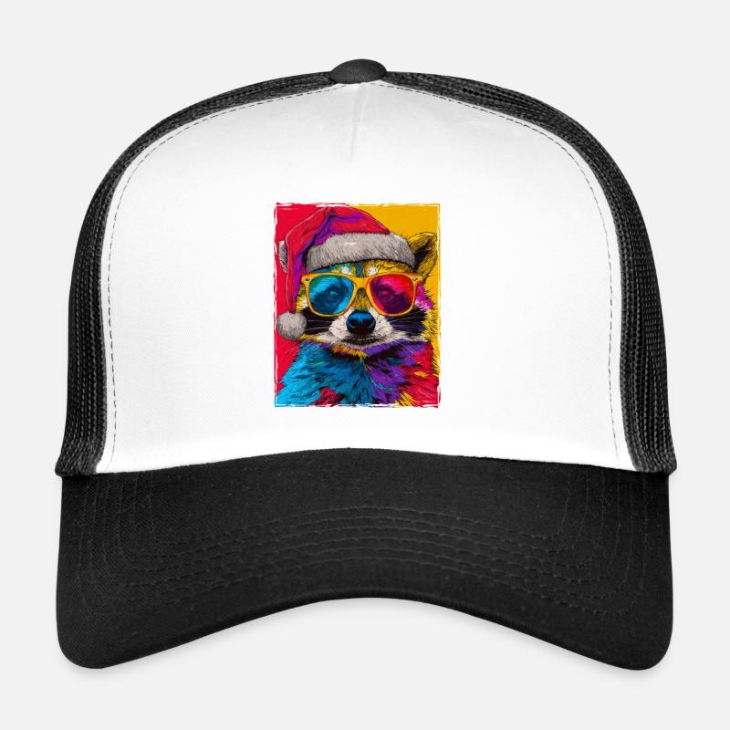 Portrait de Noël du raton laveur Casquette trucker 