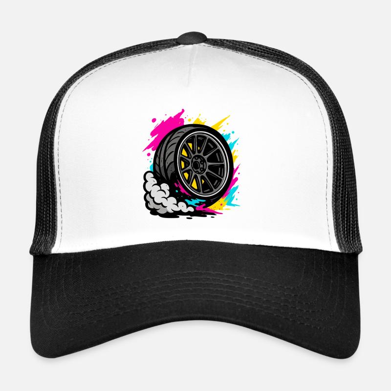 Roue de dérive néon, chemise Burnout Tuning Casquette trucker 