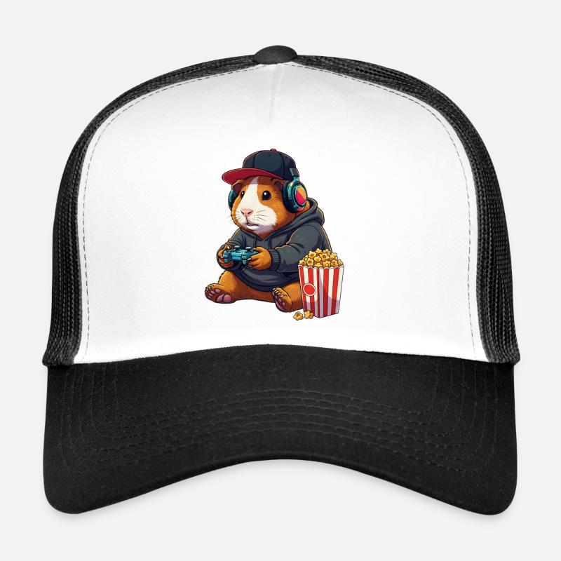 Joueur cochon d’Inde avec du pop-corn Casquette trucker 