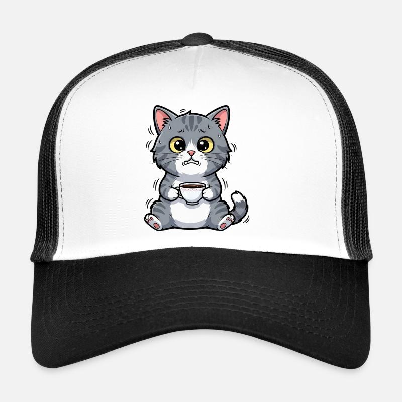 Süße Katze Kaffee Koffein Frühaufsteher Morgenmuff Trucker Cap