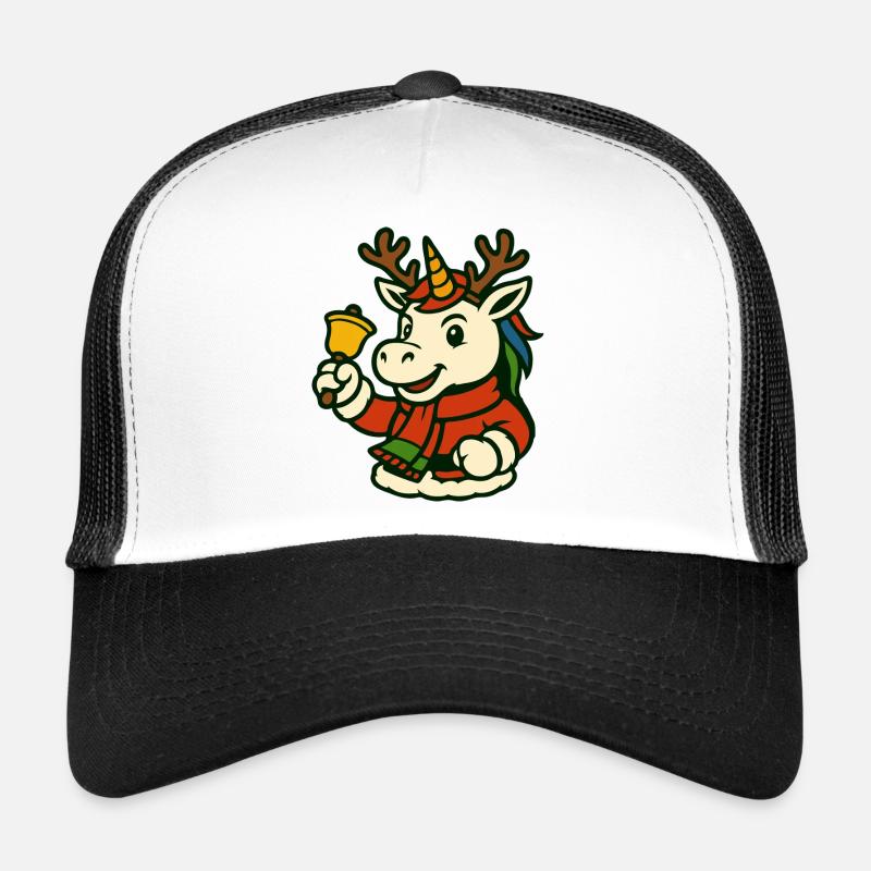 Weihnachtseinhorn mit Glocken-Maskottchen-Kunst Trucker Cap