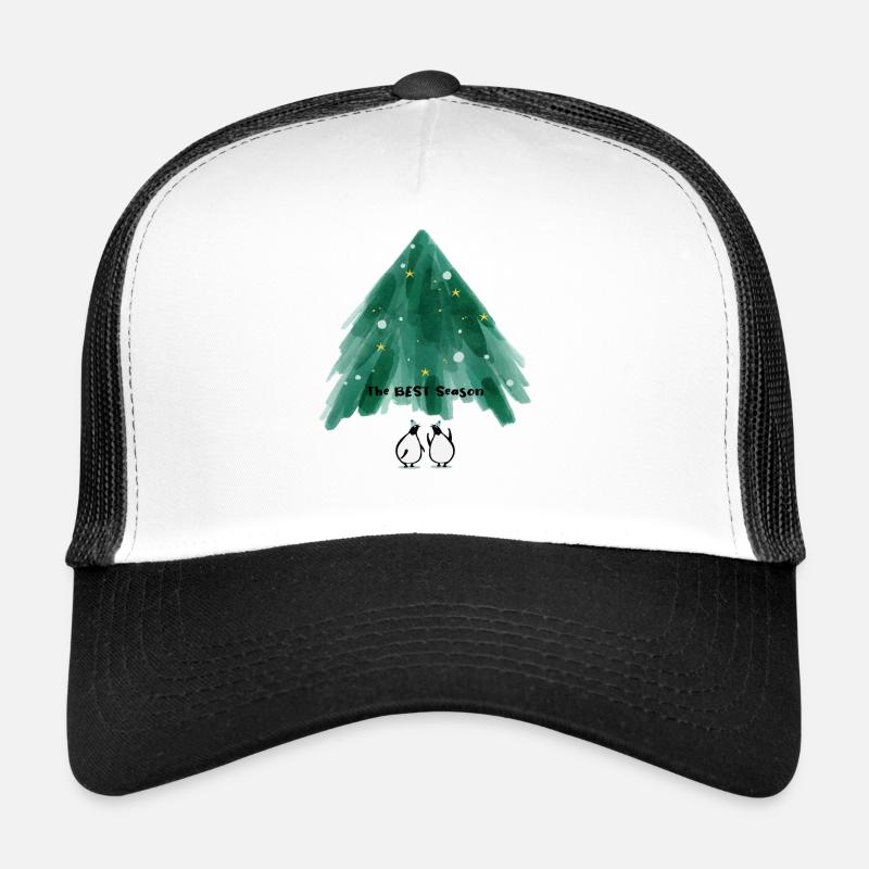 De mignons manchots sous le sapin de Noël Casquette trucker 