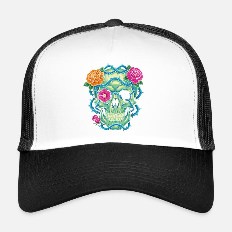 Floral Skull - skull art Trucker Cap