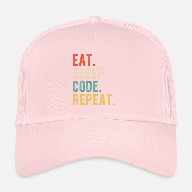 Eat Sleep Code Repeat Programmer Nerd Retro Casquette trucker 