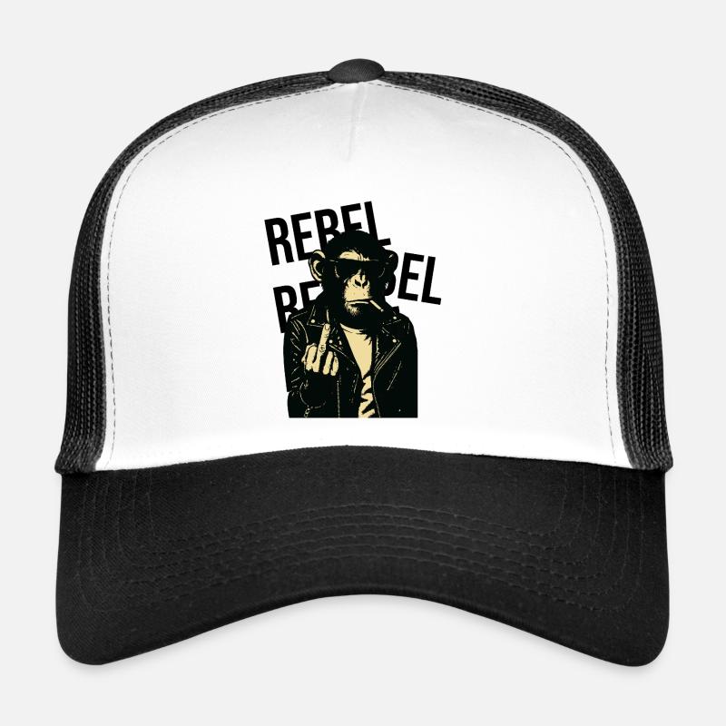 Rebel Simian in Leather Trucker Cap