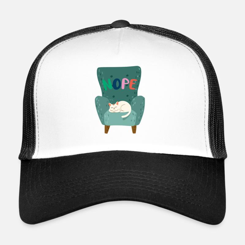 Niedliche schlafende Katze mit "NOPE" Lazy Mood  Trucker Cap