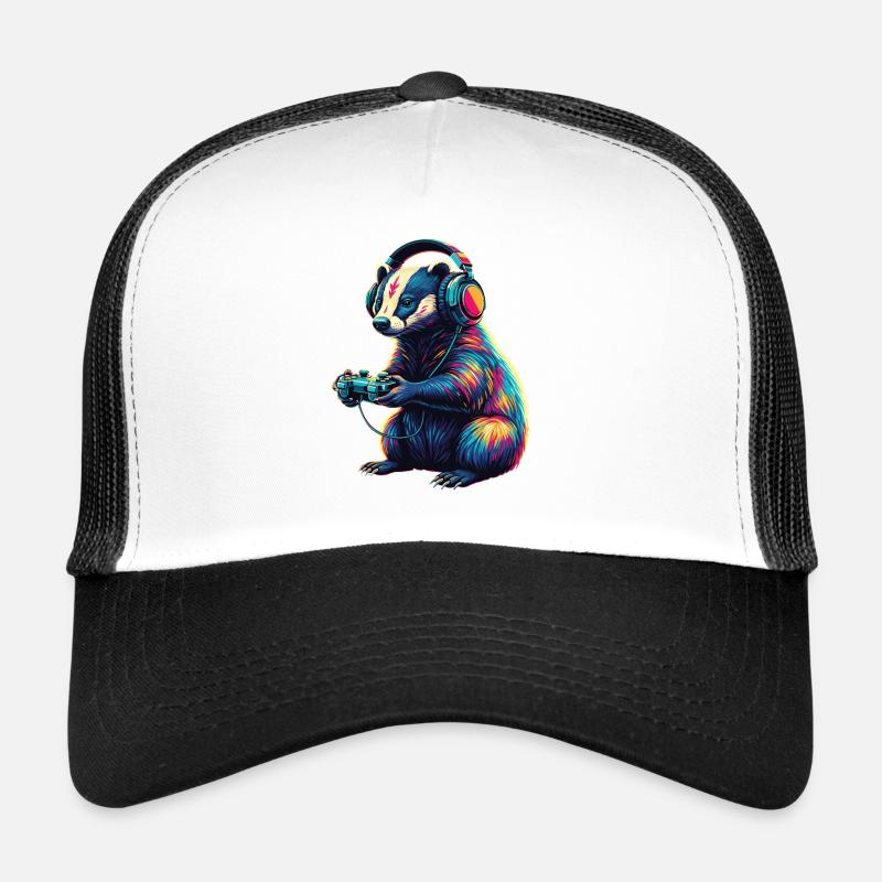 Dachs Gaming Tier Videospiele Lustiger Dachs Trucker Cap