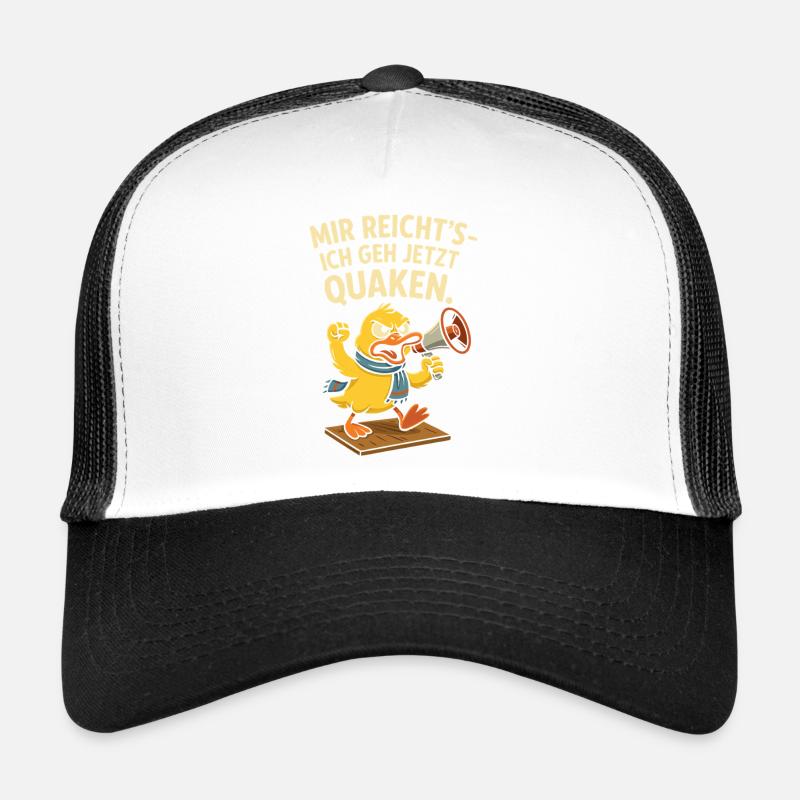 Angry duck with saying "I'm going to croak" Trucker Cap