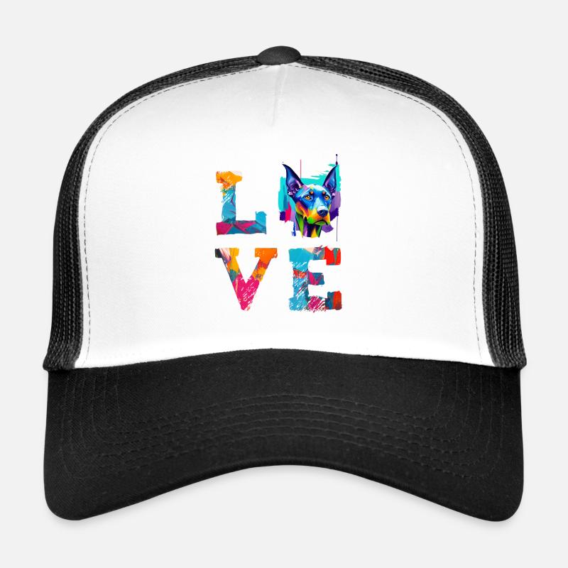 Dobermann-Pinscher lieben bunte abstrakte Farben Trucker Cap