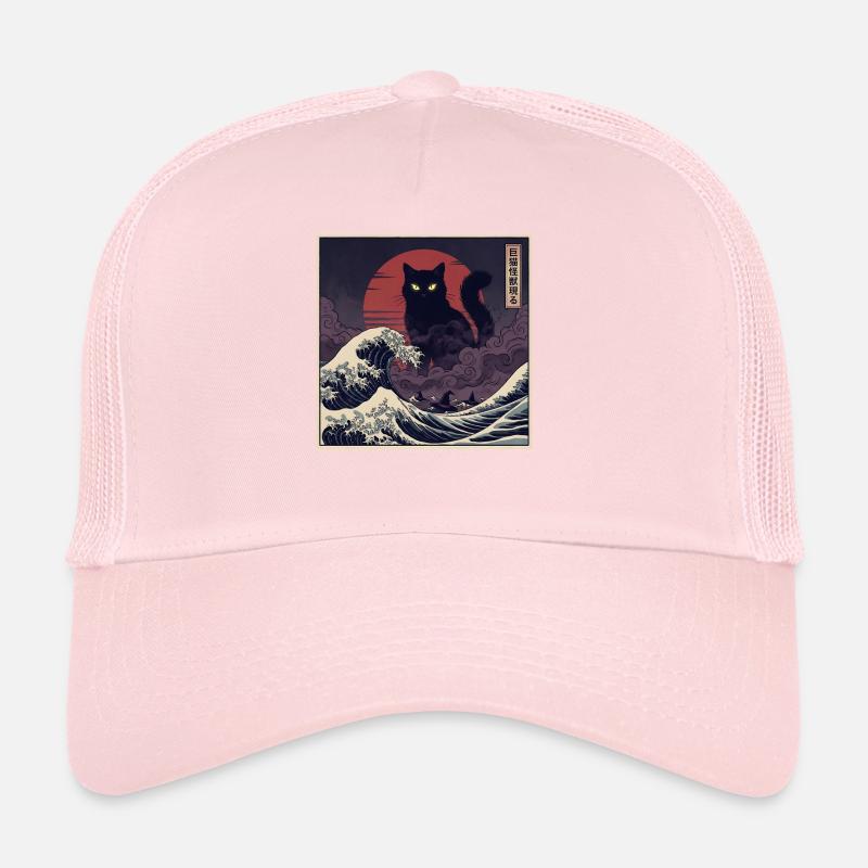 Un chat Kaiju géant au-dessus des vagues 巨猫怪獣現る Casquette trucker 